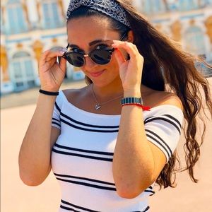 Striped Off Shoulder Tube Top